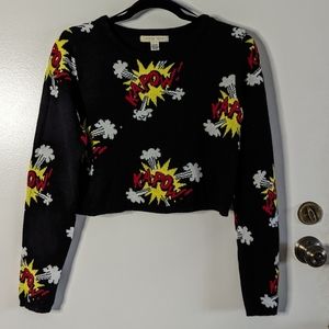 Comic Book KA-POW crop sweater Large